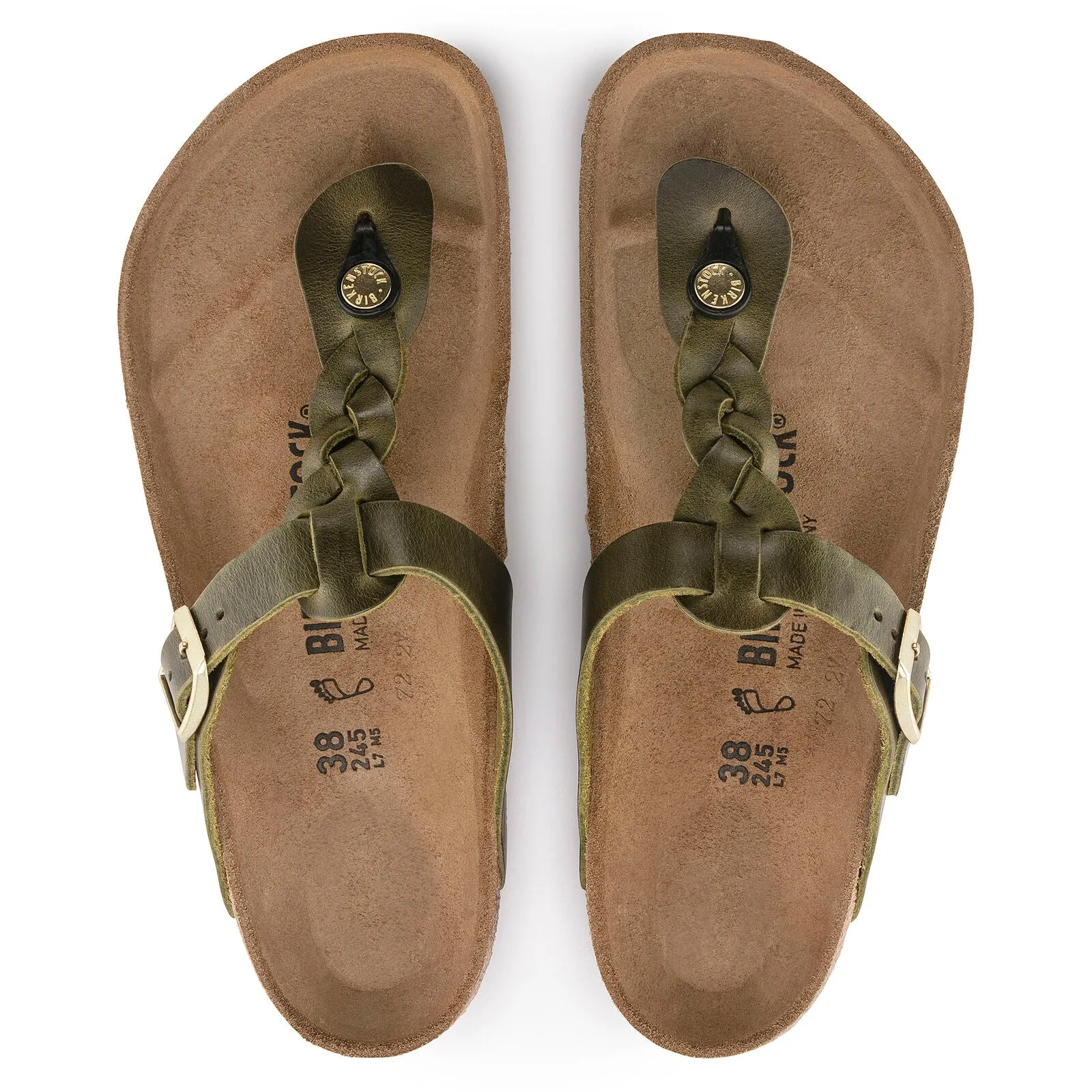 Birkenstock Womens Gizeh Braid Oiled Leather Sandals - Regular/Wide