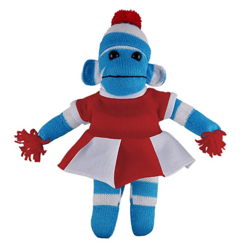 Blue Sock Monkey with Cheerleader Outfit