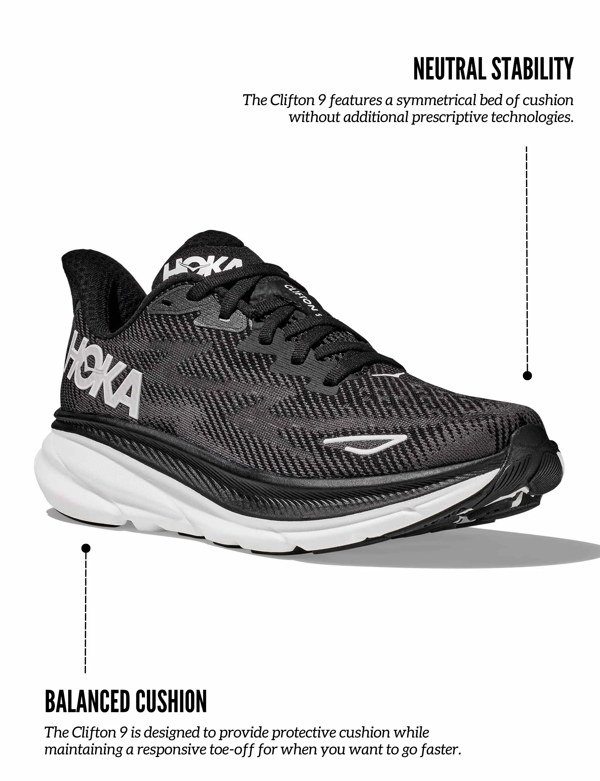 Clifton 9 - Black/White