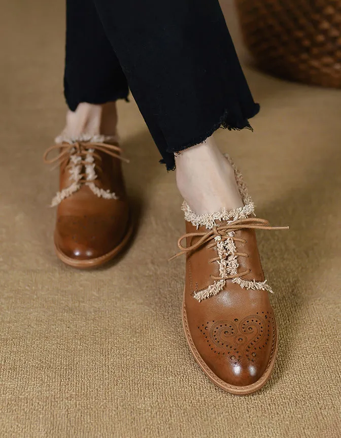Handmade Brogue Style Classic Oxford Shoes for Women