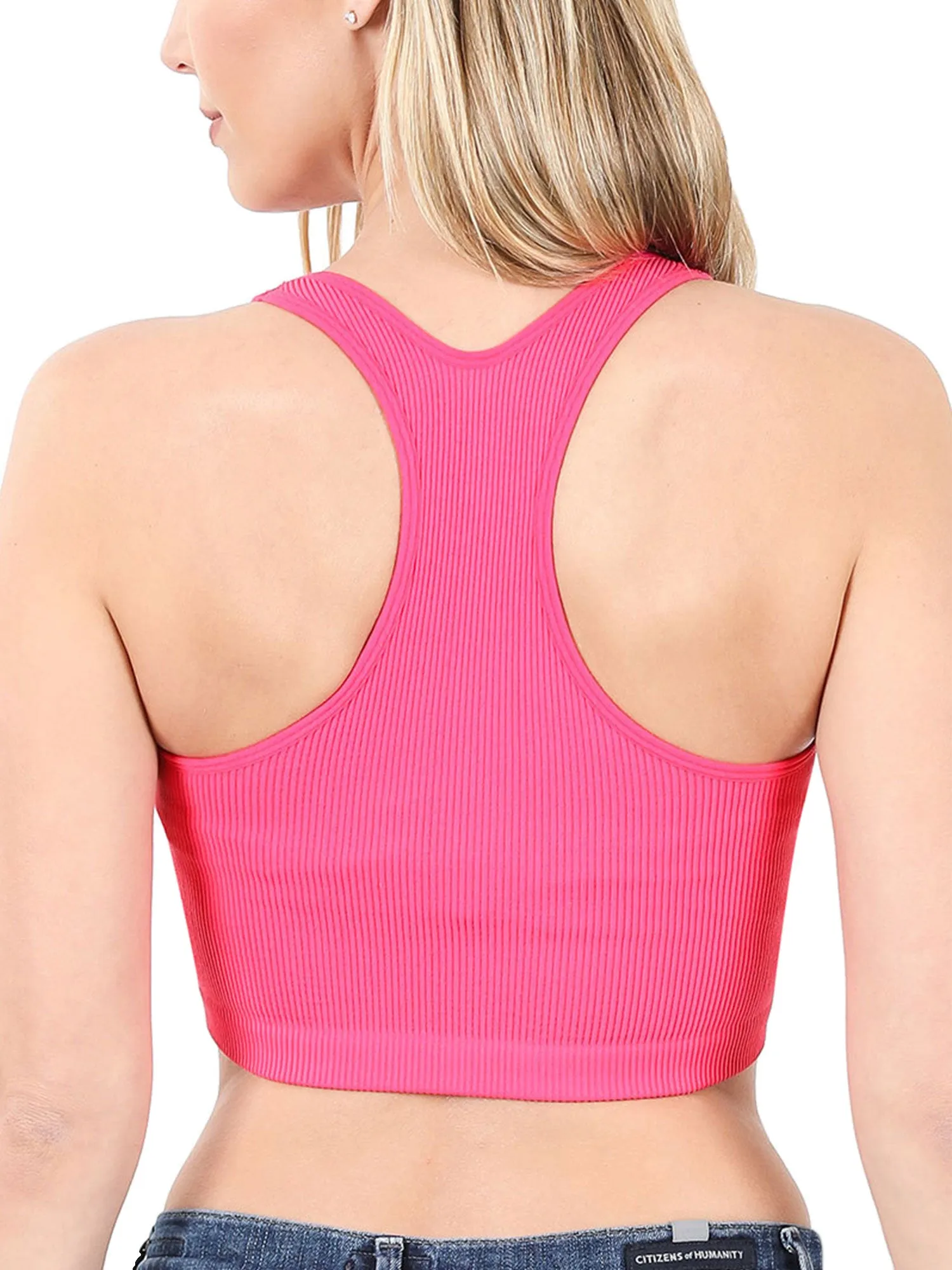KOGMO Womens Ribbed Racerback Crop Tank Top
