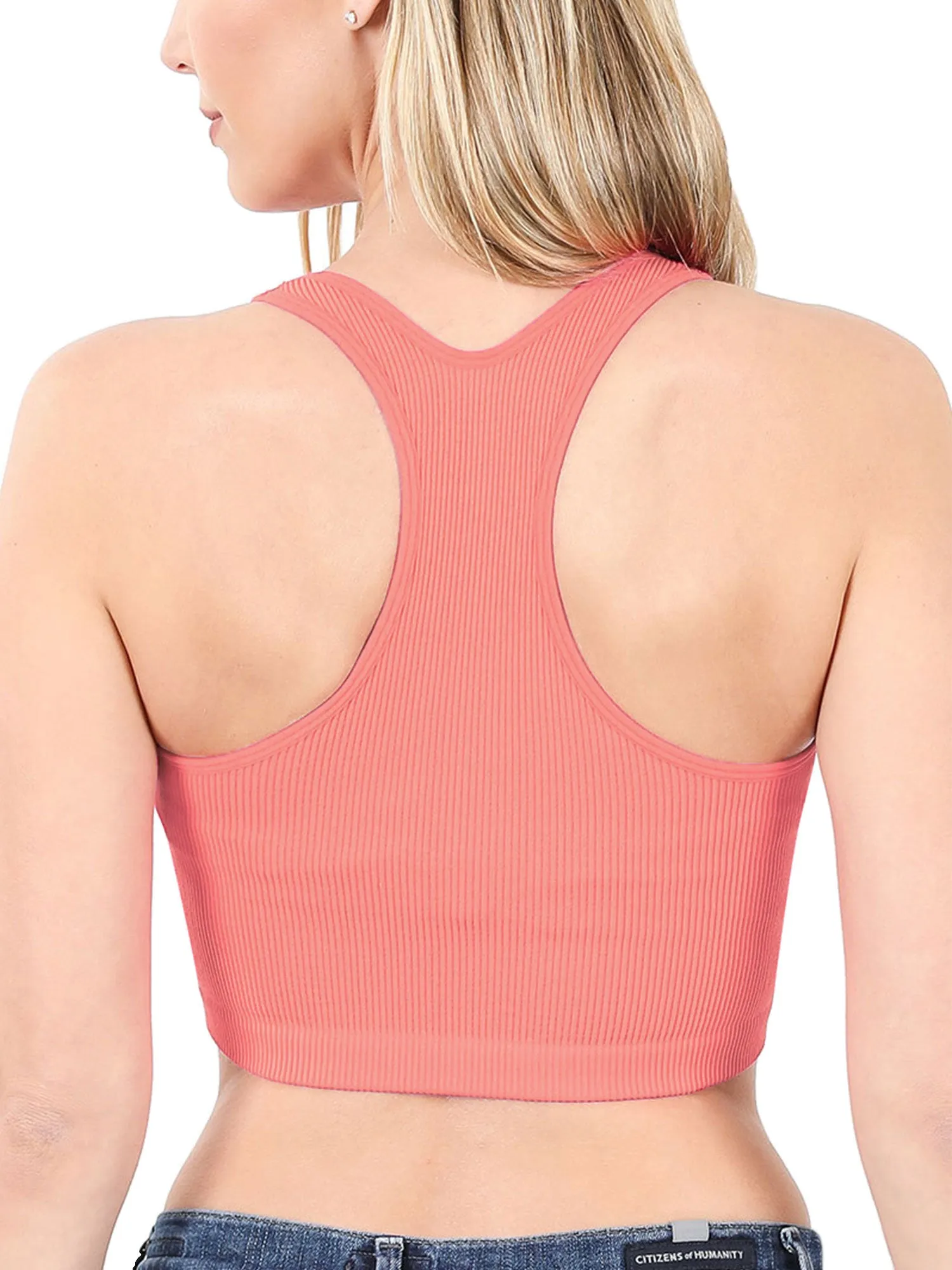 KOGMO Womens Ribbed Racerback Crop Tank Top