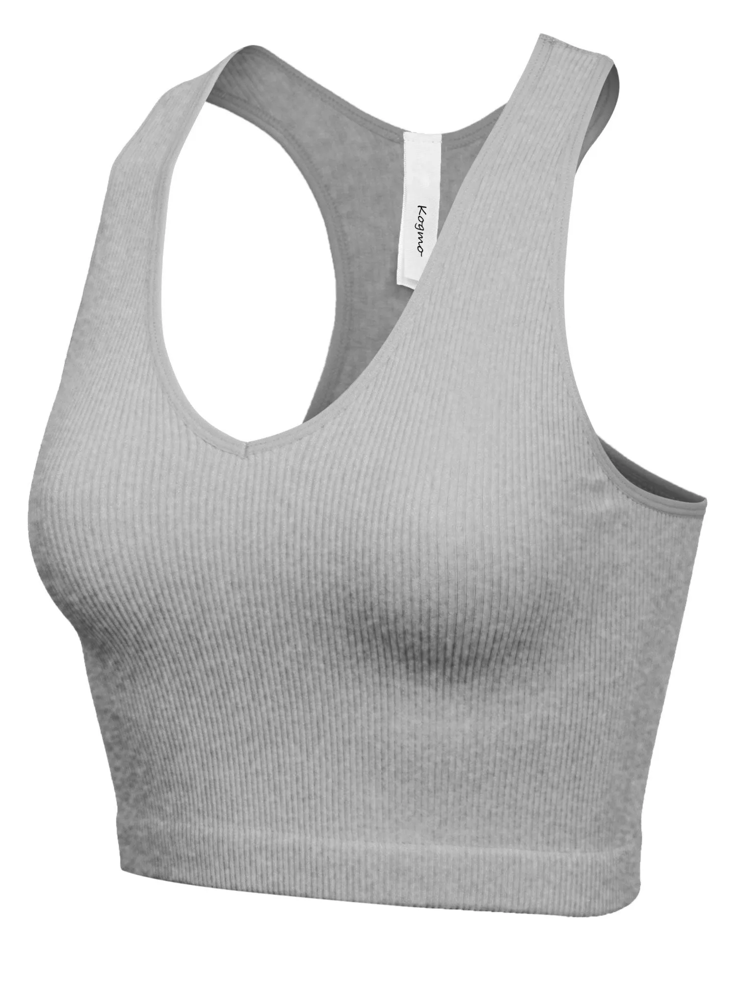 KOGMO Womens Ribbed Racerback Crop Tank Top