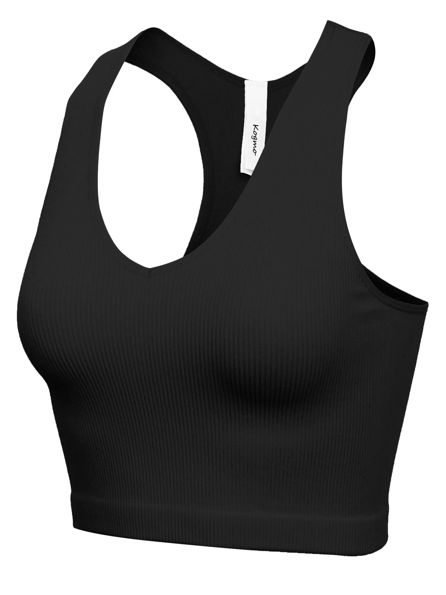 KOGMO Womens Ribbed Racerback Crop Tank Top