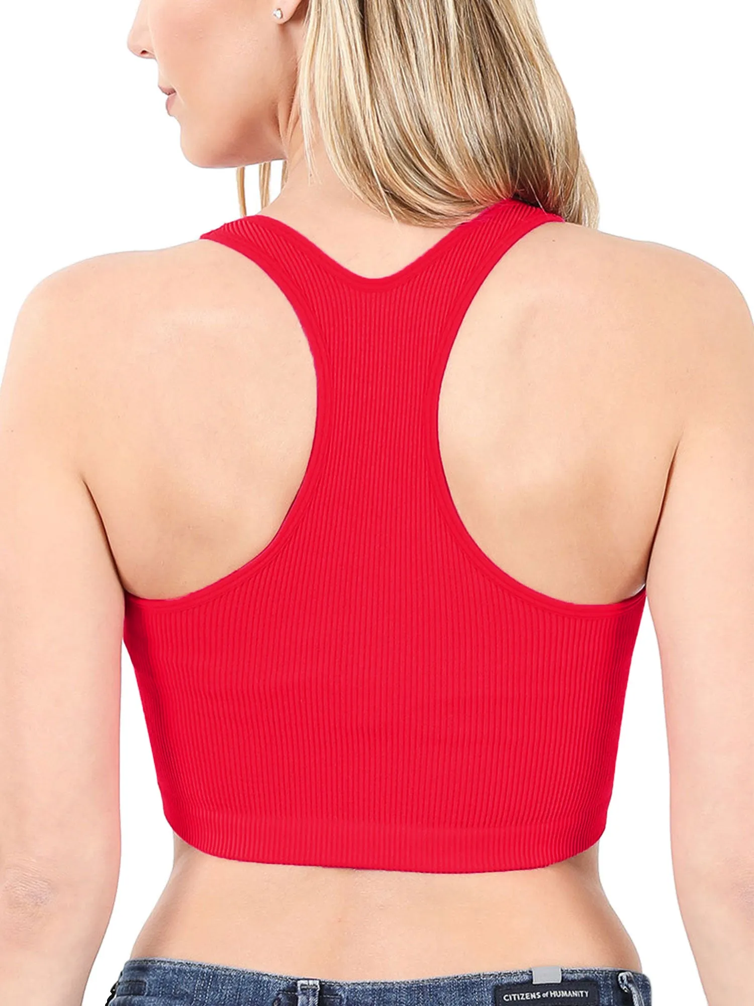 KOGMO Womens Ribbed Racerback Crop Tank Top