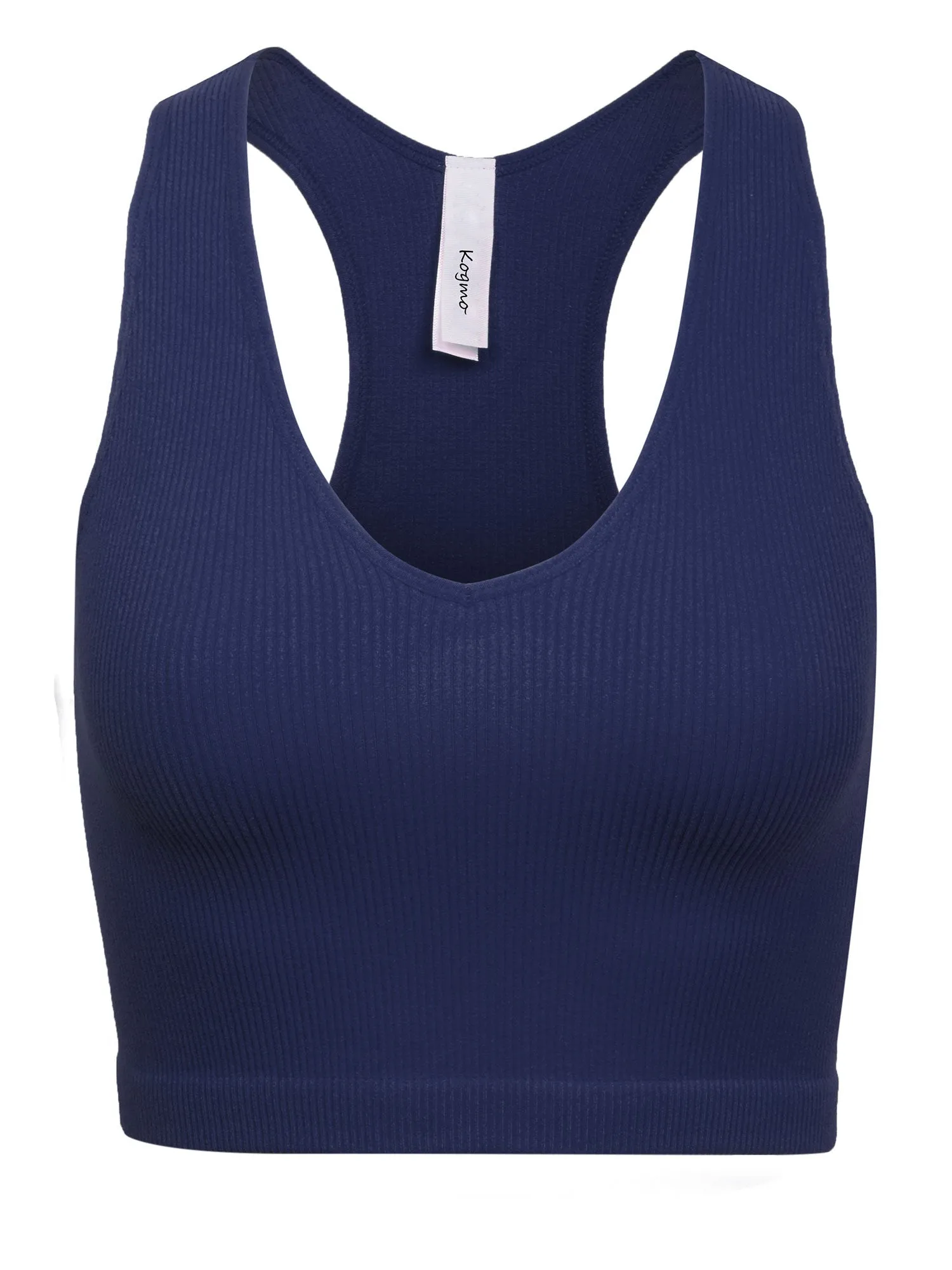 KOGMO Womens Ribbed Racerback Crop Tank Top