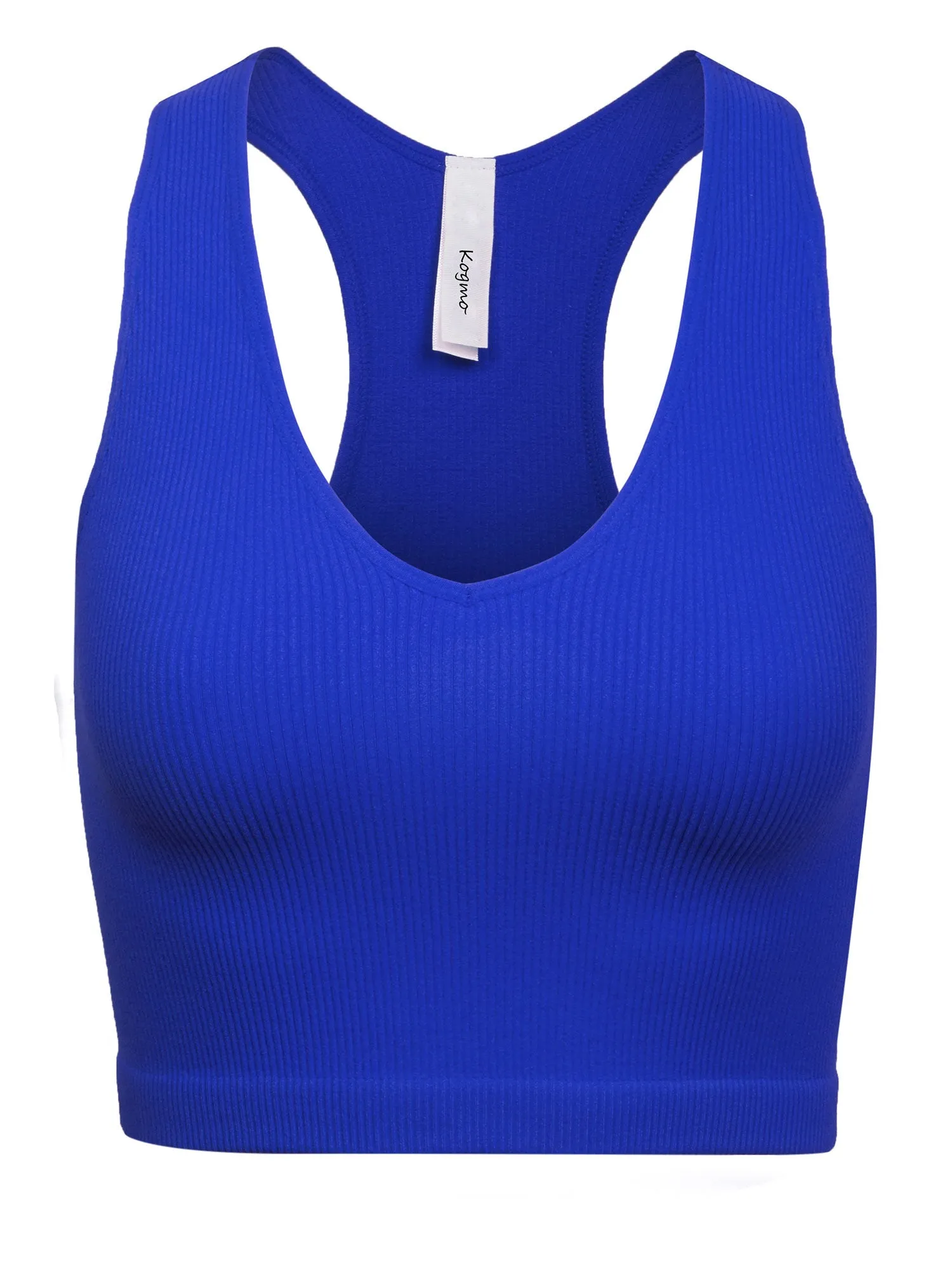 KOGMO Womens Ribbed Racerback Crop Tank Top