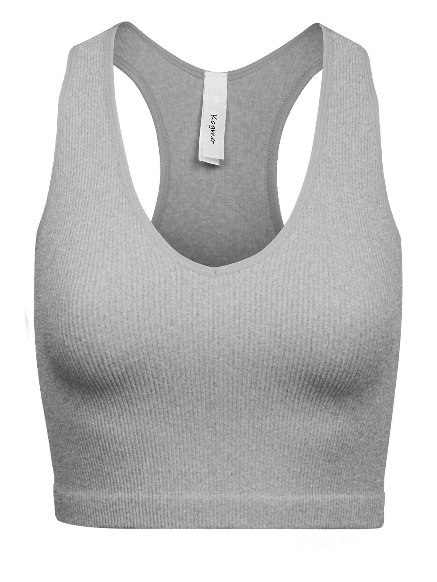 KOGMO Womens Ribbed Racerback Crop Tank Top