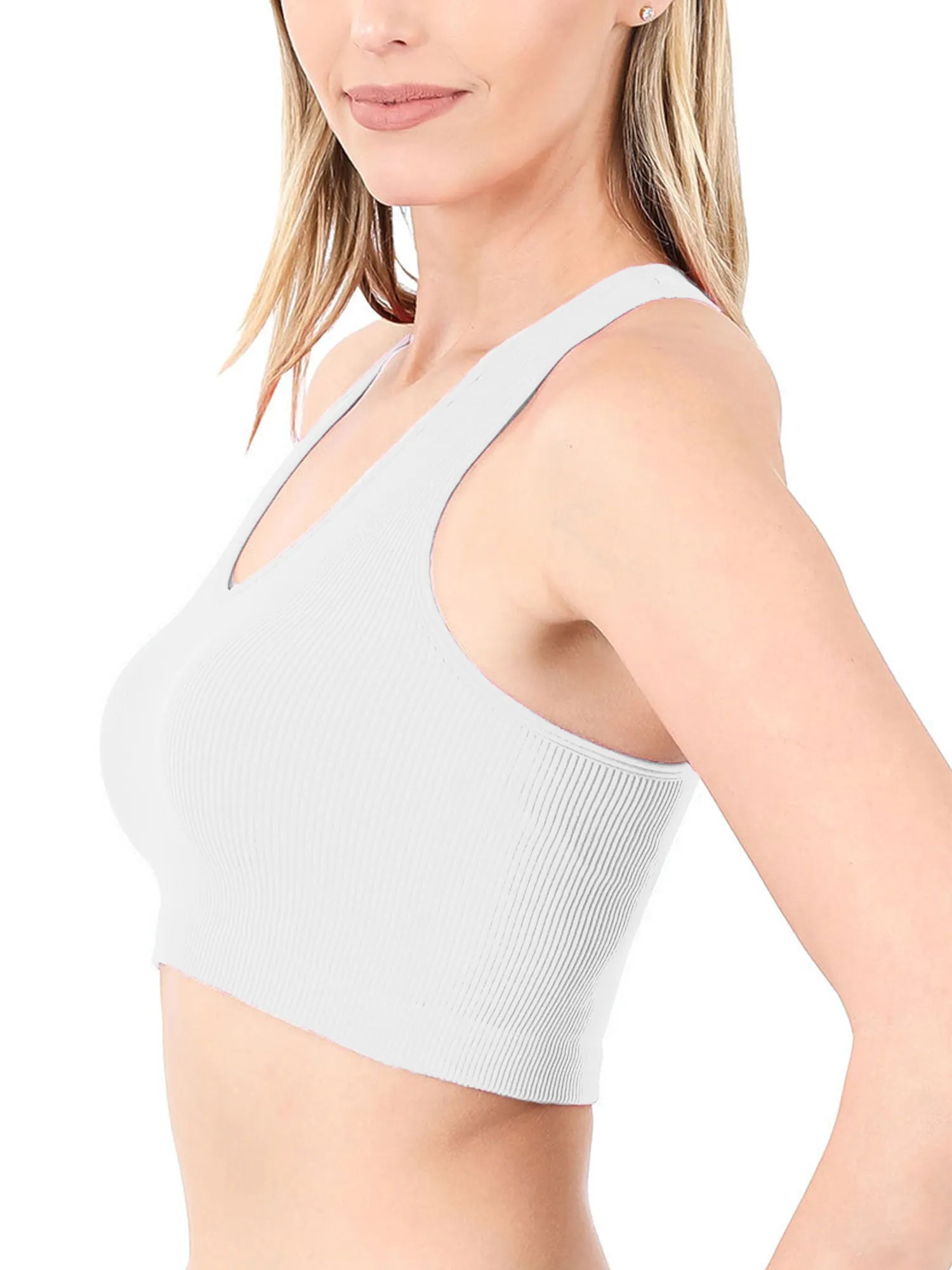 KOGMO Womens Ribbed Racerback Crop Tank Top
