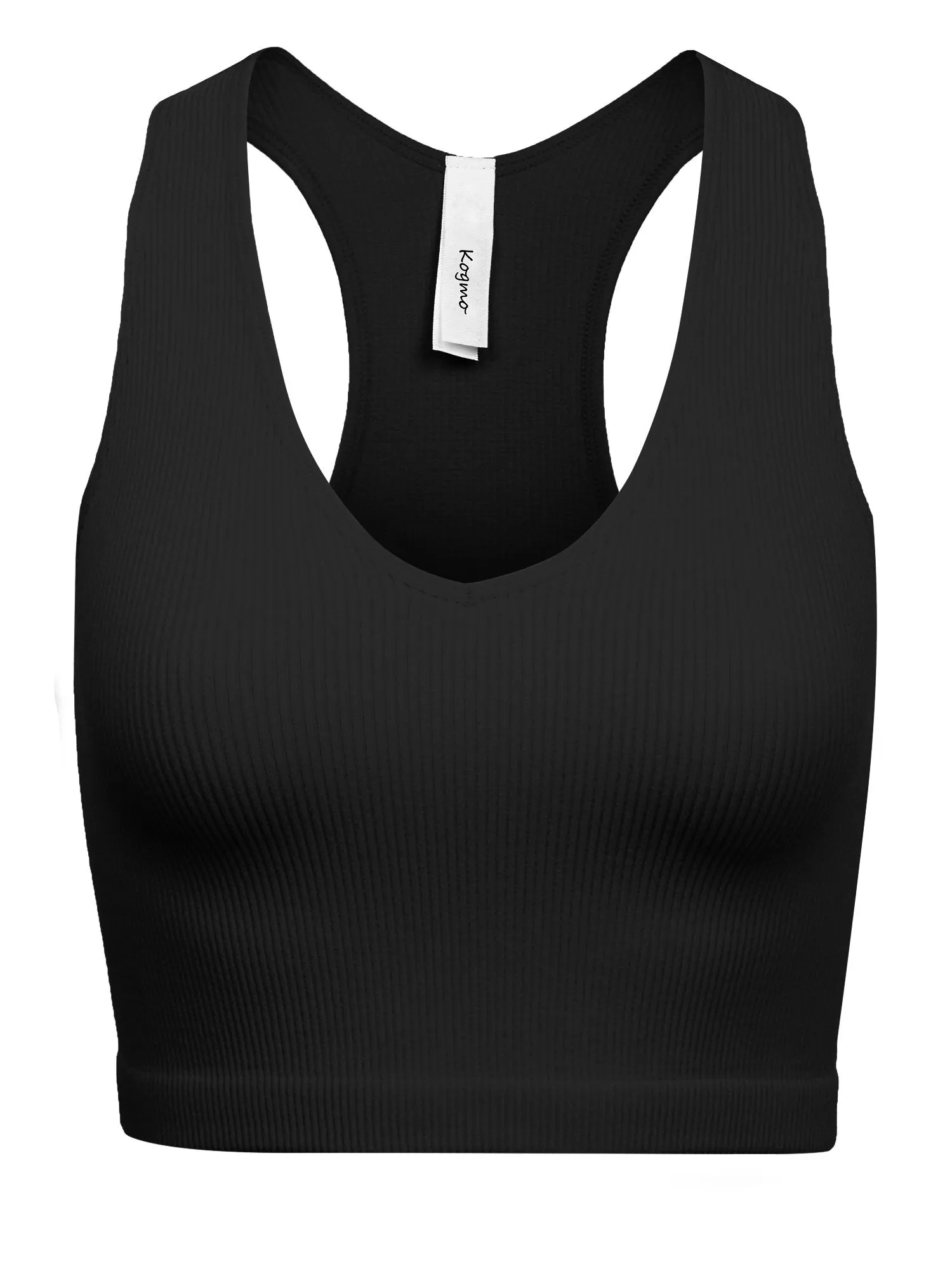 KOGMO Womens Ribbed Racerback Crop Tank Top