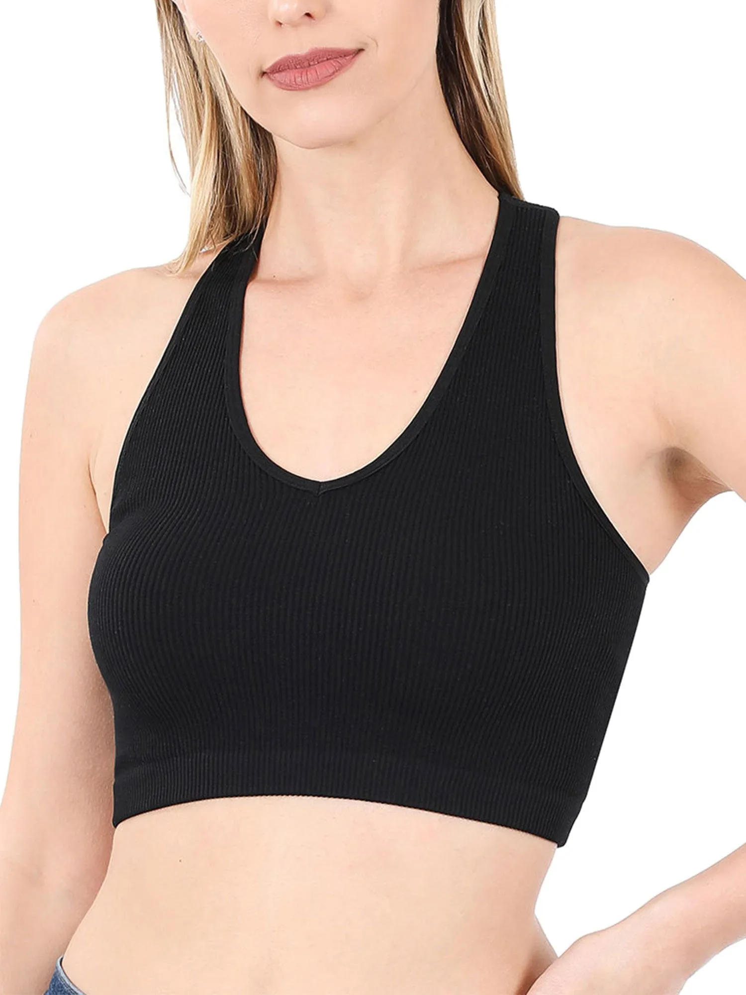 KOGMO Womens Ribbed Racerback Crop Tank Top
