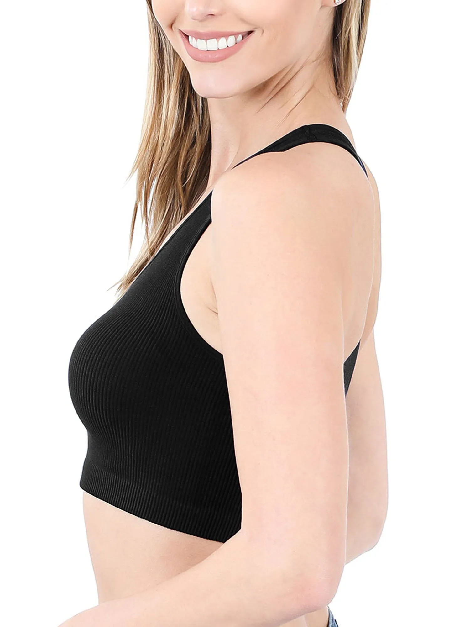 KOGMO Womens Ribbed Racerback Crop Tank Top
