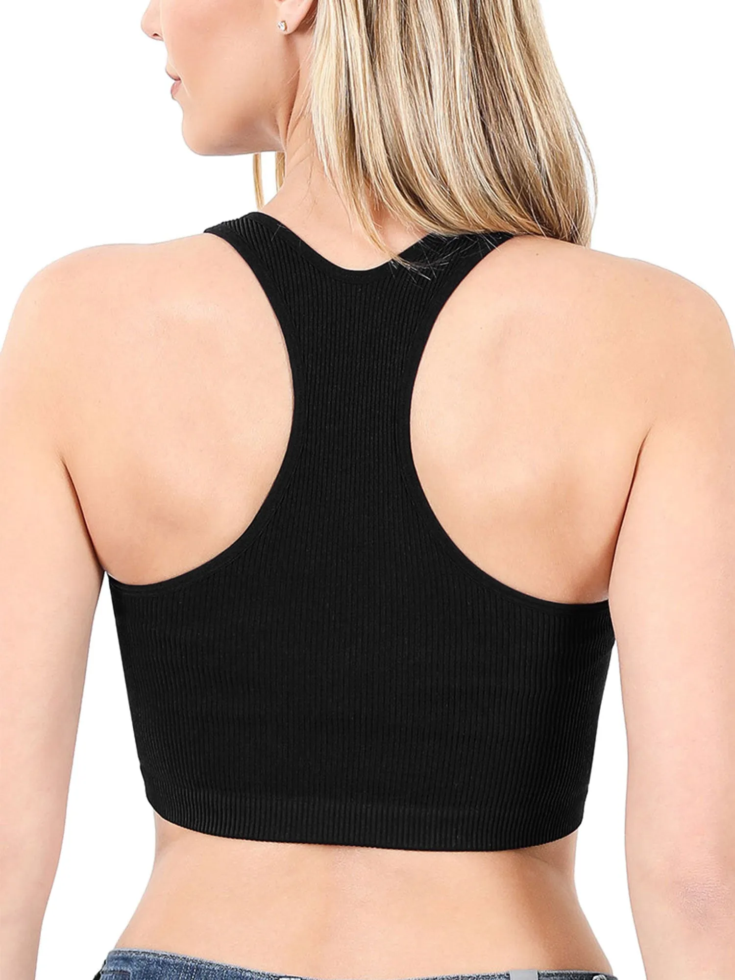 KOGMO Womens Ribbed Racerback Crop Tank Top