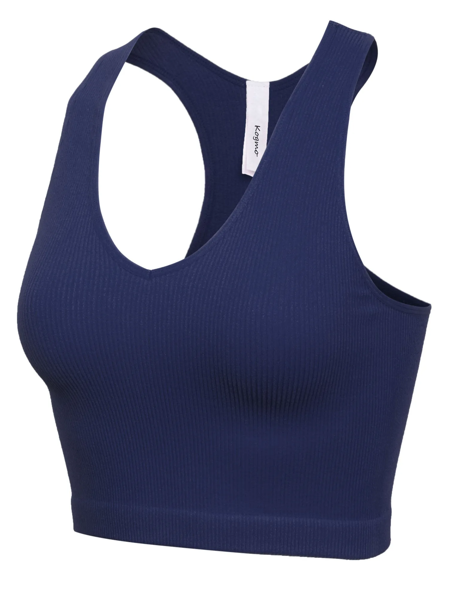 KOGMO Womens Ribbed Racerback Crop Tank Top