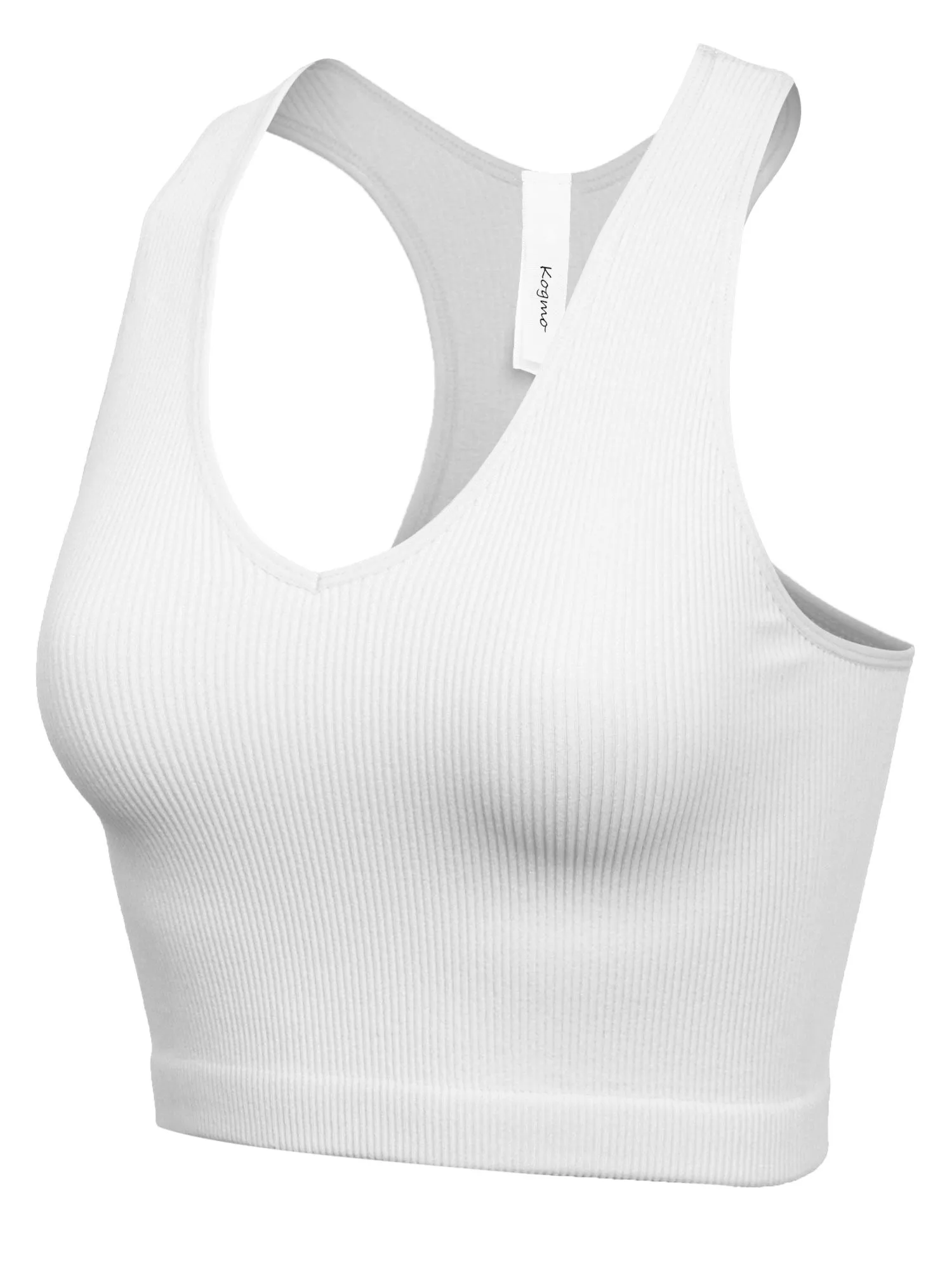 KOGMO Womens Ribbed Racerback Crop Tank Top