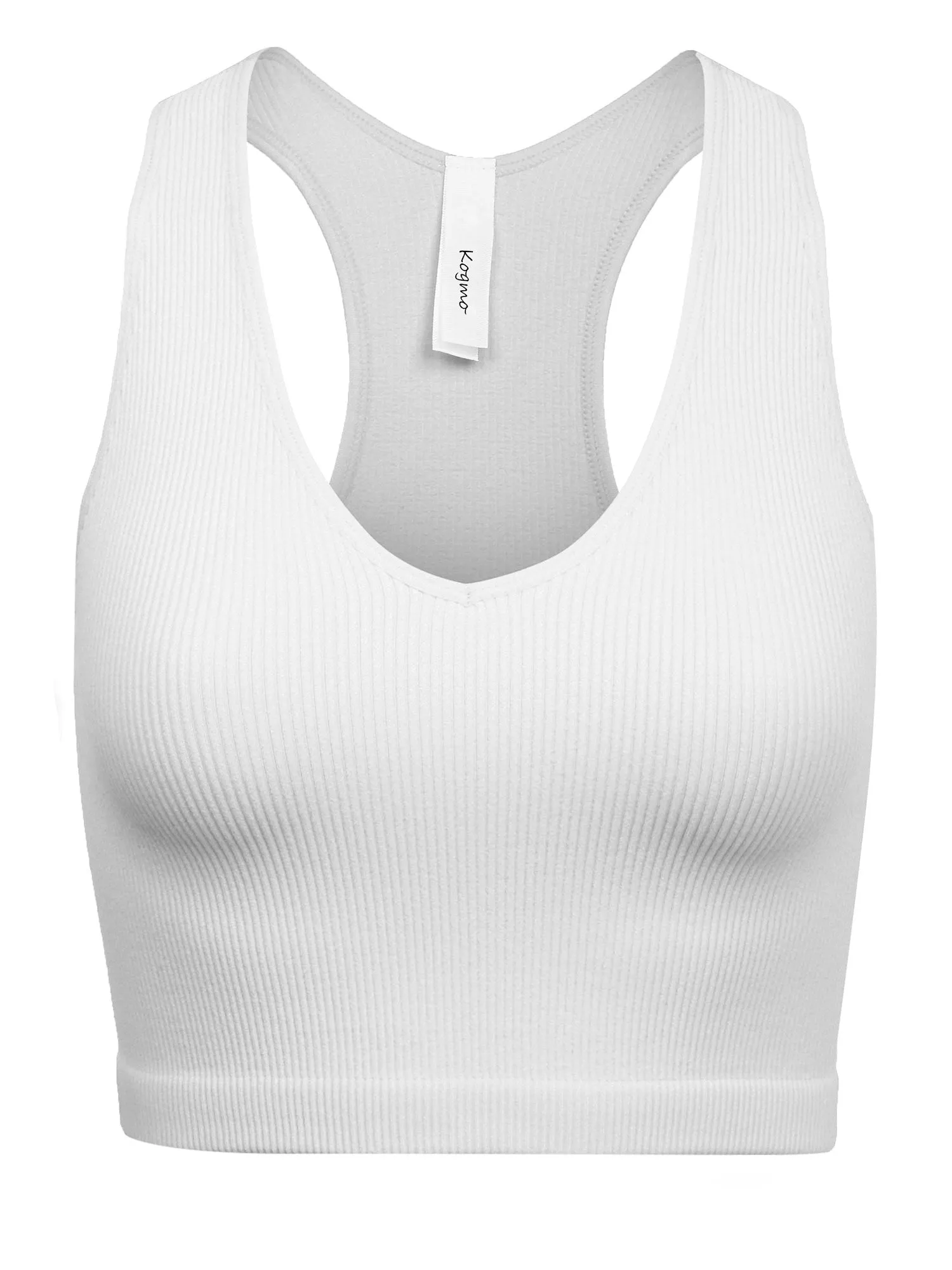 KOGMO Womens Ribbed Racerback Crop Tank Top