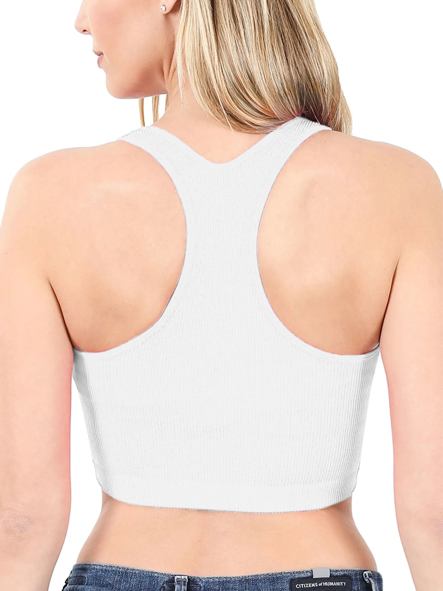 KOGMO Womens Ribbed Racerback Crop Tank Top