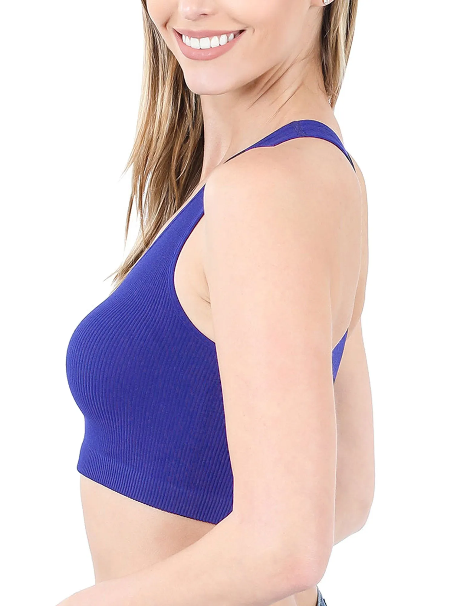 KOGMO Womens Ribbed Racerback Crop Tank Top