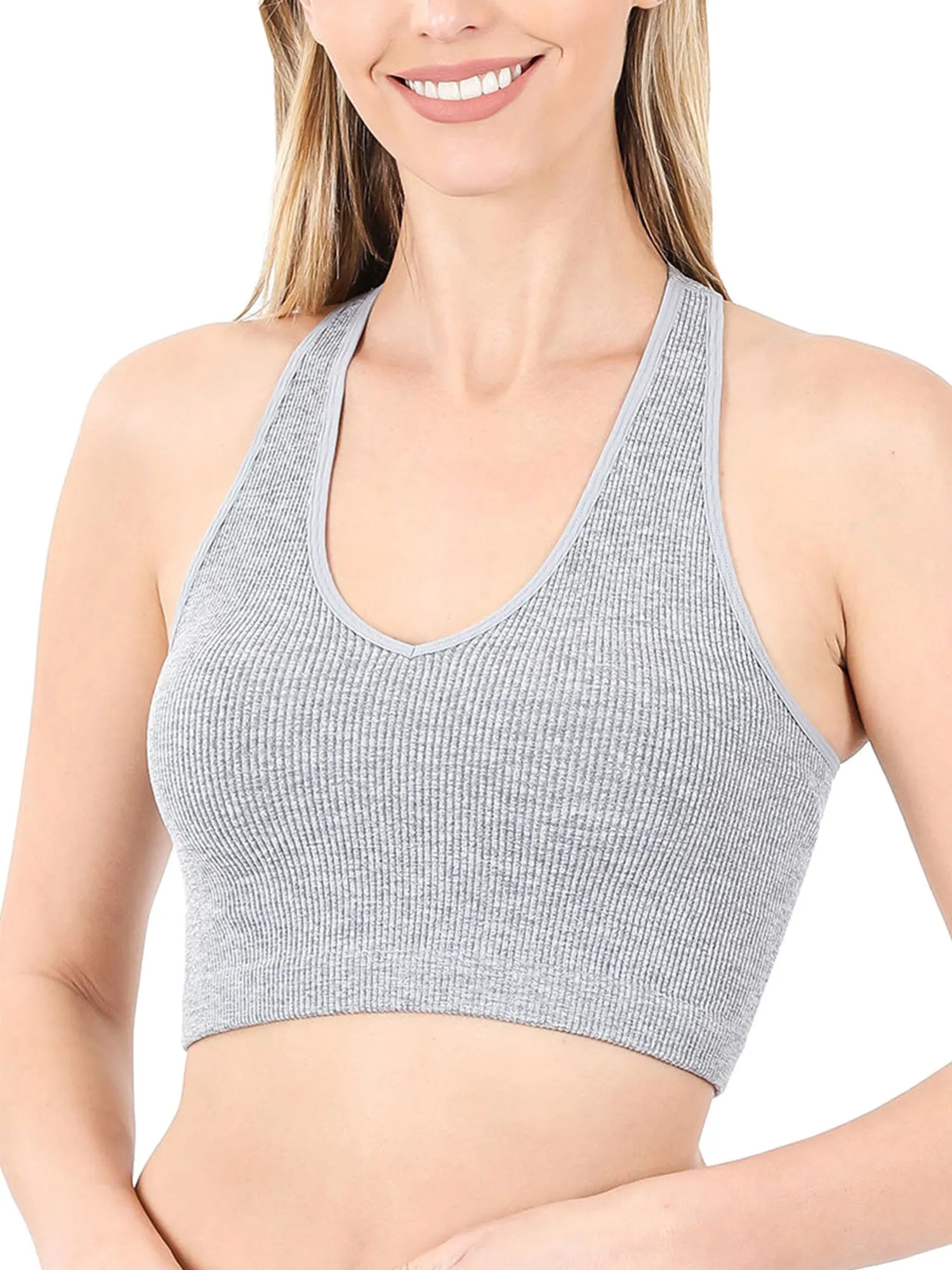 KOGMO Womens Ribbed Racerback Crop Tank Top