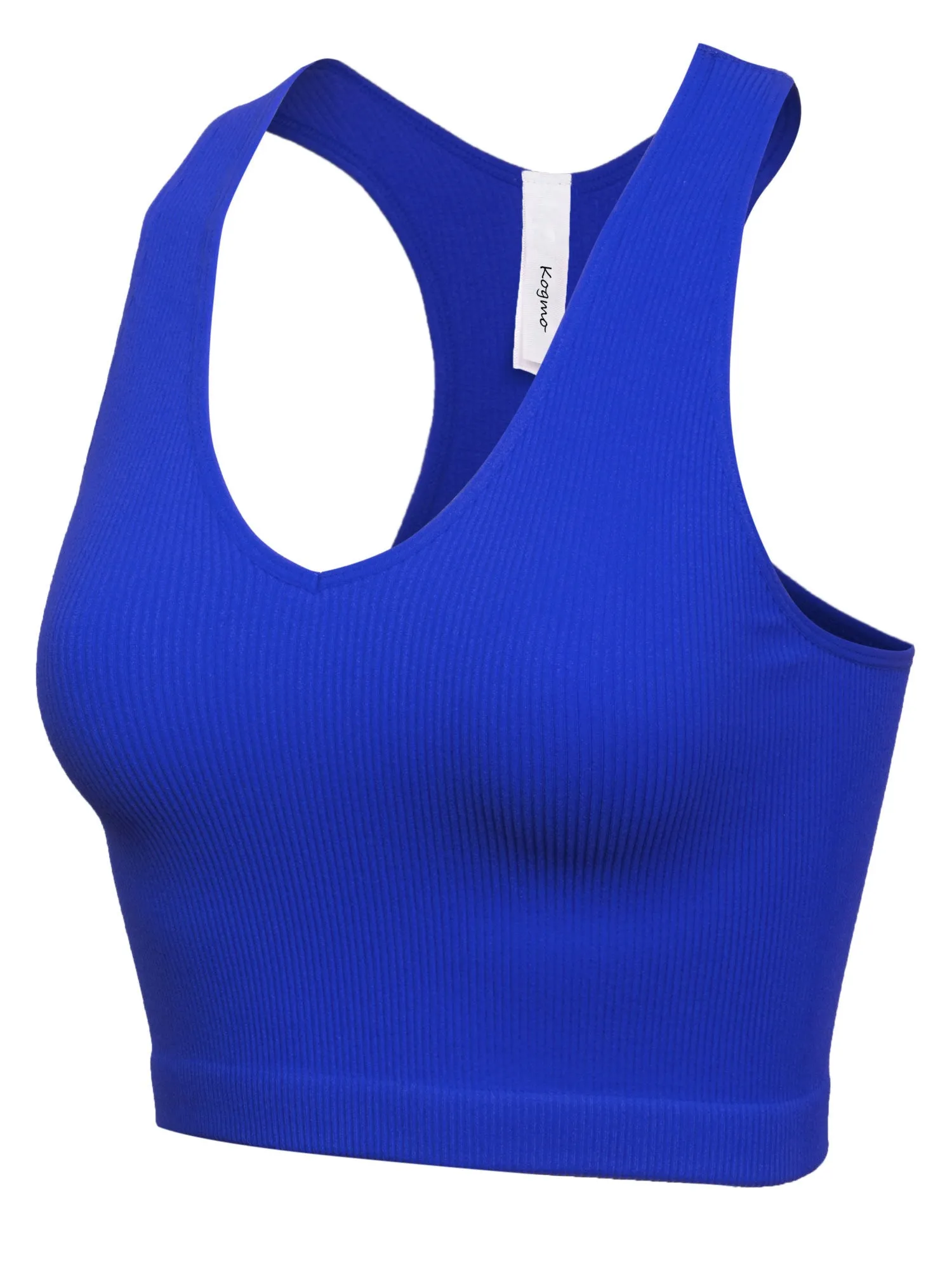 KOGMO Womens Ribbed Racerback Crop Tank Top
