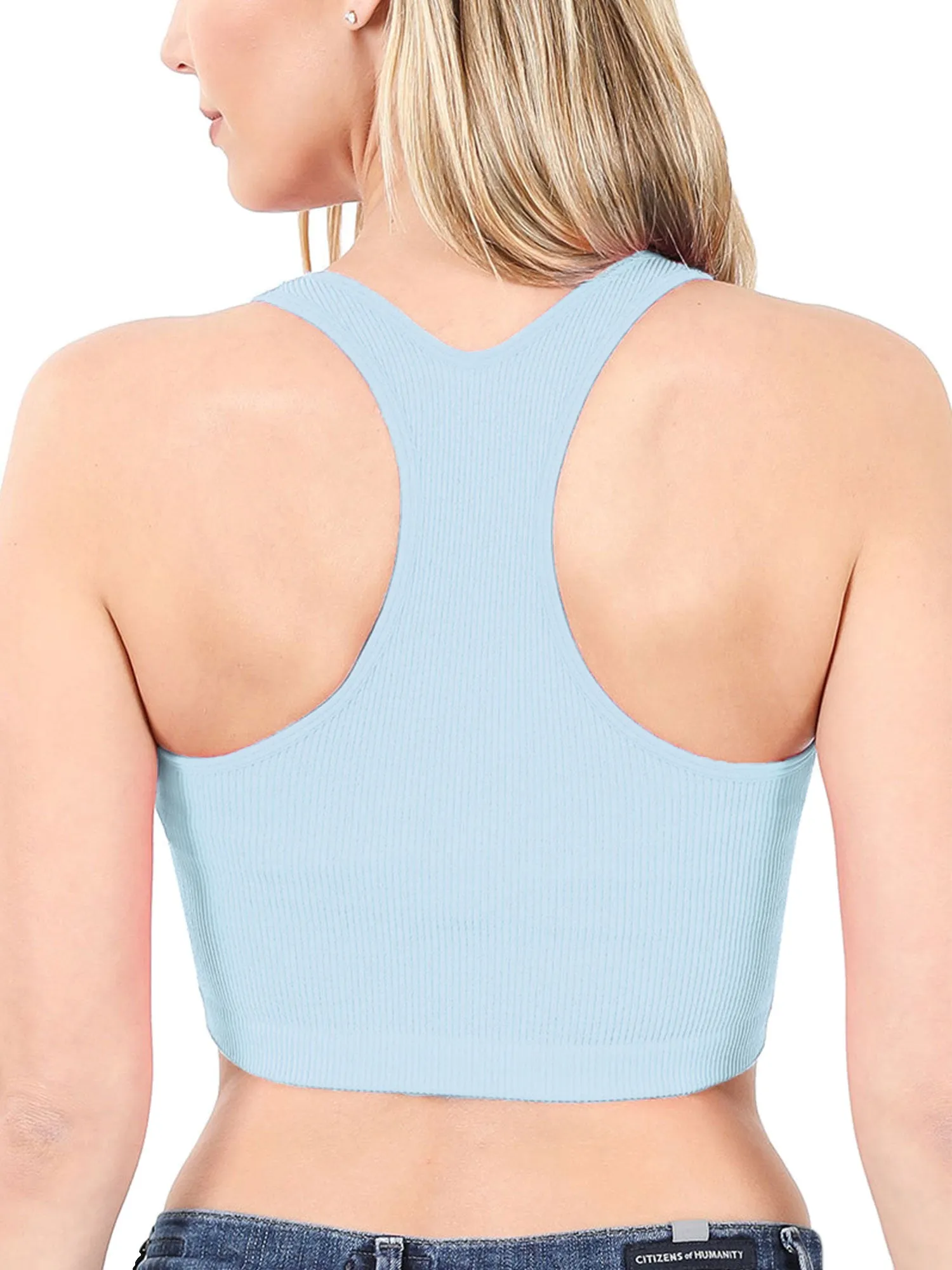 KOGMO Womens Ribbed Racerback Crop Tank Top