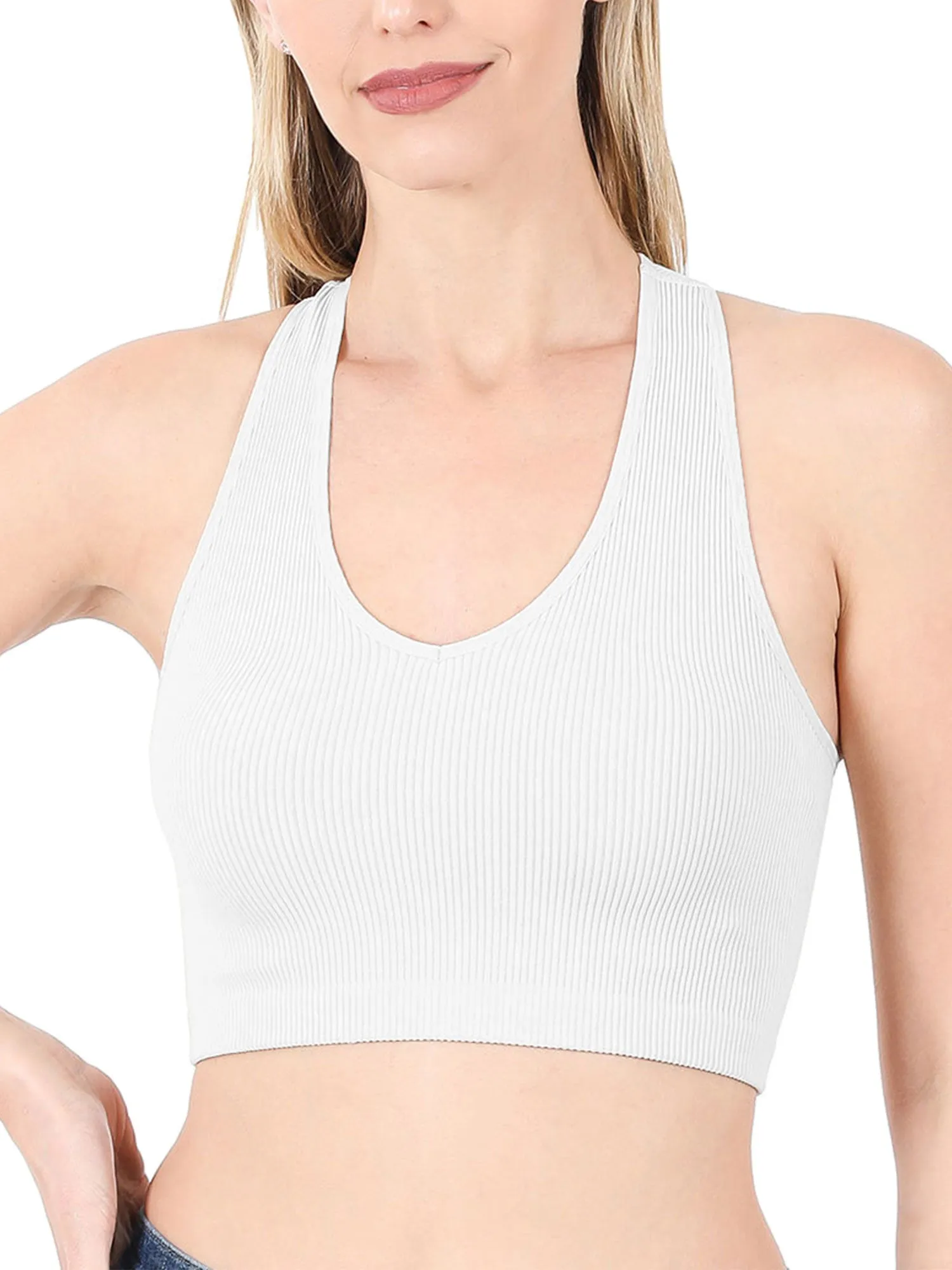 KOGMO Womens Ribbed Racerback Crop Tank Top