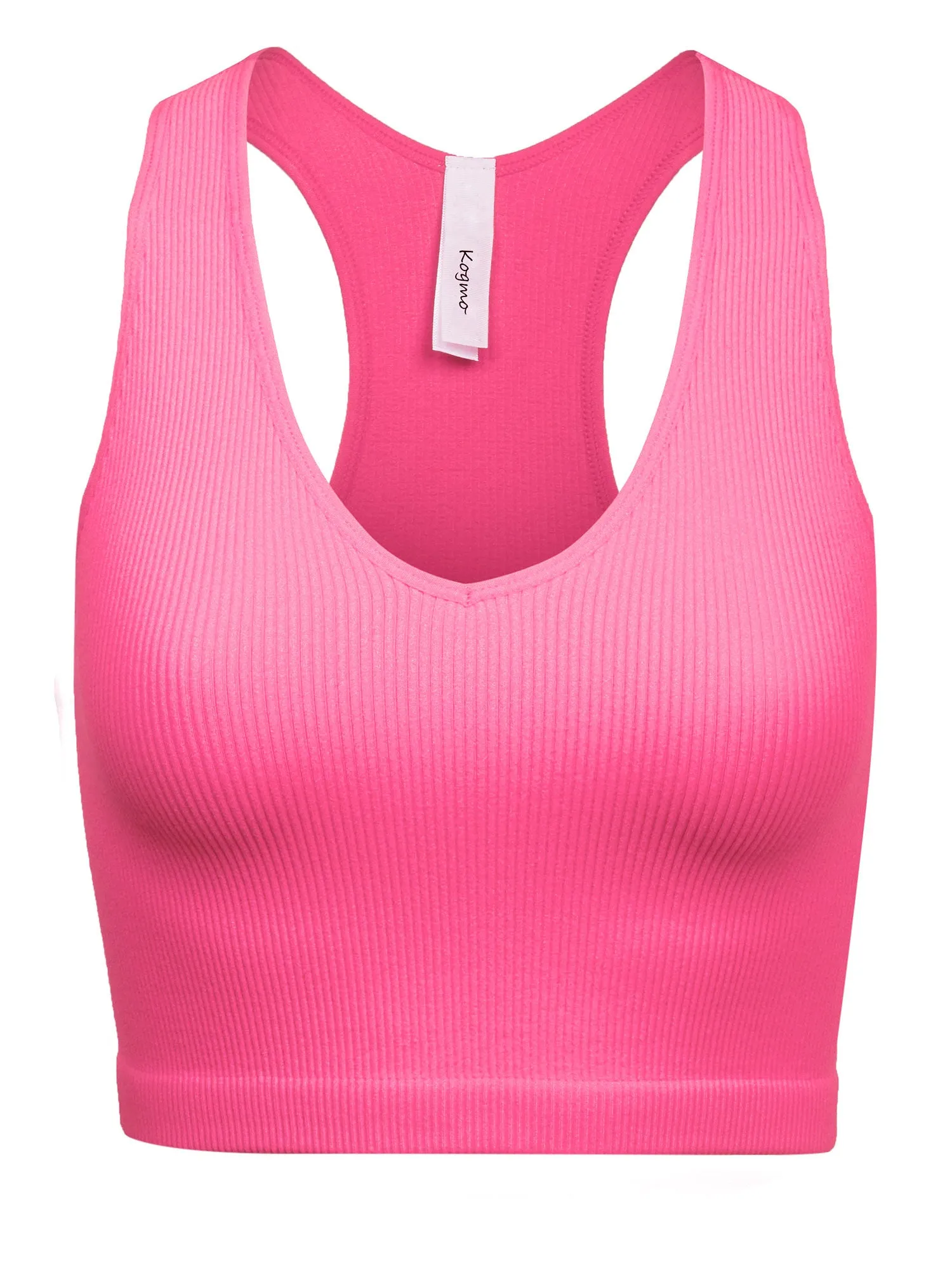 KOGMO Womens Ribbed Racerback Crop Tank Top