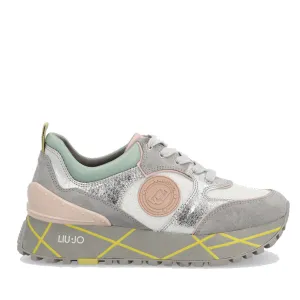 Scarpe Donna LIU JO Sneakers Platform in Mesh e Lurex con dettagli Crackle color Ciment