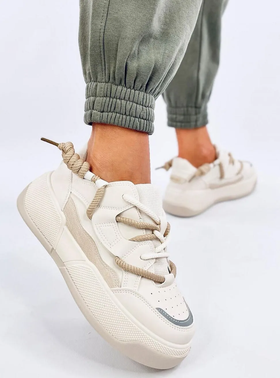 TEEK - Khaki Rope Laces Sneakers