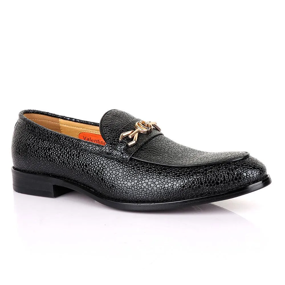 Valentino Classic Chain Glossy Black Leather Shoe