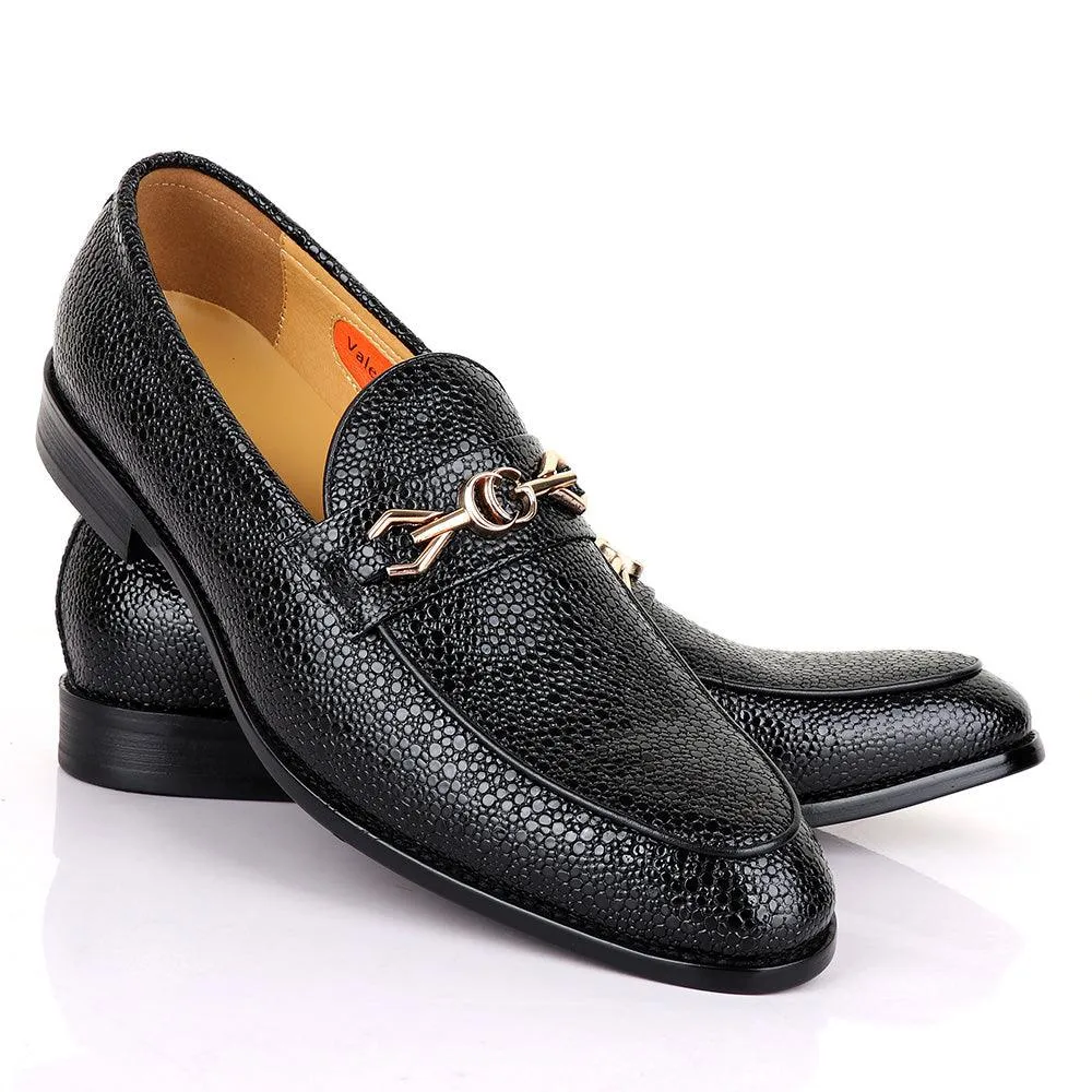 Valentino Classic Chain Glossy Black Leather Shoe